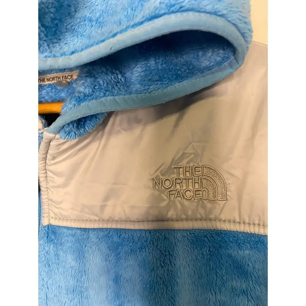 North Face‎ Womens Osito Full Zip Fleece Jacket Turquoise Blue Hooded Hiking L